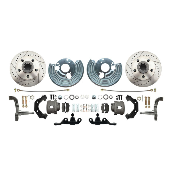 1962-72 Mopar A-Body Disc Brake Wheel Kit 5X4.5 Bolt Pattern Cross Drilled And Slotted Rotors