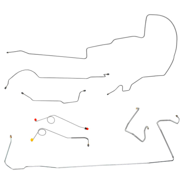 1967 Dodge A-Body Dart/GT w/8 3/4 Rear Axle Manual Drum Brake Line Kit 7pc, OE Steel