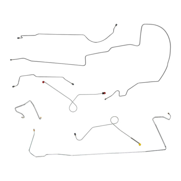 1967 Dodge A-Body Dart/GT w/8 3/4 Rear Axle Power Drum Brake Line Kit 7pc, OE Steel
