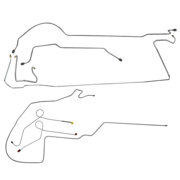 1967 Dodge A-Body Dart/GT w/Two-Piece F to R, 8 3/4 Rear Power Disc Brake Line Kit 8pc, OE Steel