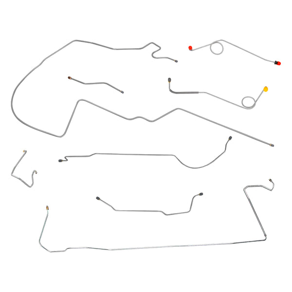1967 Dodge A-Body Dart/GT w/Two-Piece F to R, 8 3/4 Rear Manual Disc Brake Line Kit 8pc, OE Steel