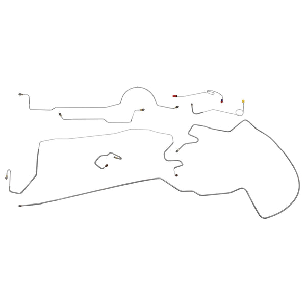 1970-72 Dodge A-Body Dart 8-3/4 Rear Axle Manual Drum Brake Line Kit 7pc, OE Steel