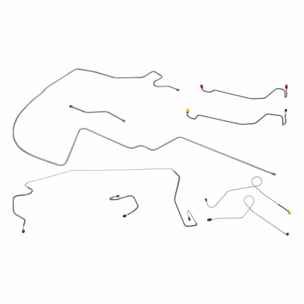 1970 Dodge A-Body Dart/GT w/Two-Piece F to R, 8 3/4 Rear Power Disc Brake Line Kit 8pc, OE Steel
