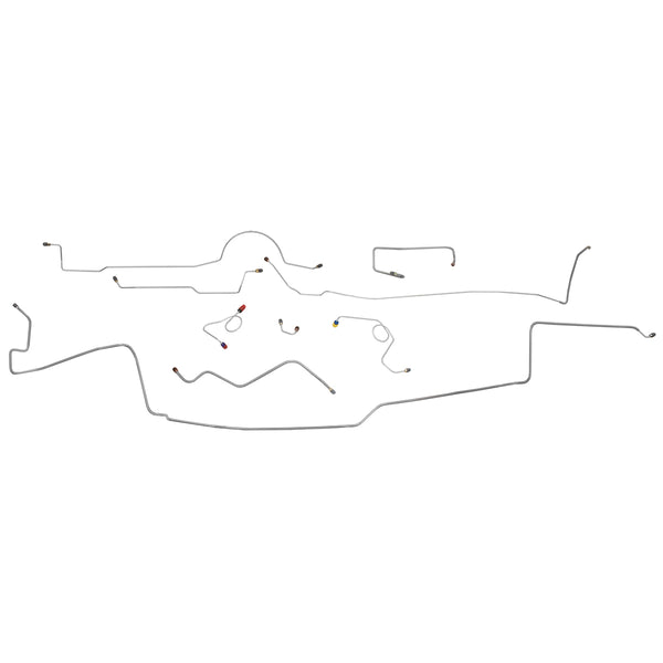 1970 Dodge Challenger Power 2pc Font to Rear Disc Brake Line Kit 9pc, OE Steel