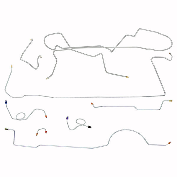 1971 Dodge Challenger Complete Manual Drum Brake Line Kit 7pc, OE Steel