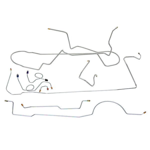 1971 Dodge Challenger Complete Power Drum Brake Line Kit 7pc, OE Steel