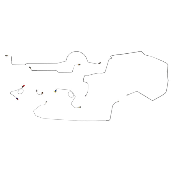 1971 Dodge Challenger 1pc Front to Rear Power Disc Complete Brake Line Kit 8pc, OE Steel