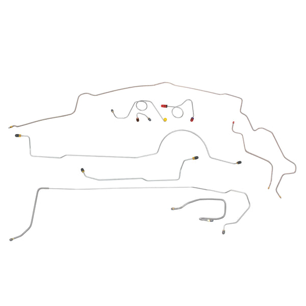 1971 Dodge Challenger (w/Two-Piece Front to Rear) Power Disc Brake Line Kit 9pc, OE Steel