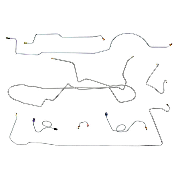 1974 Dodge Challenger Manual Drum Brake Line Kit 7pc, OE Steel