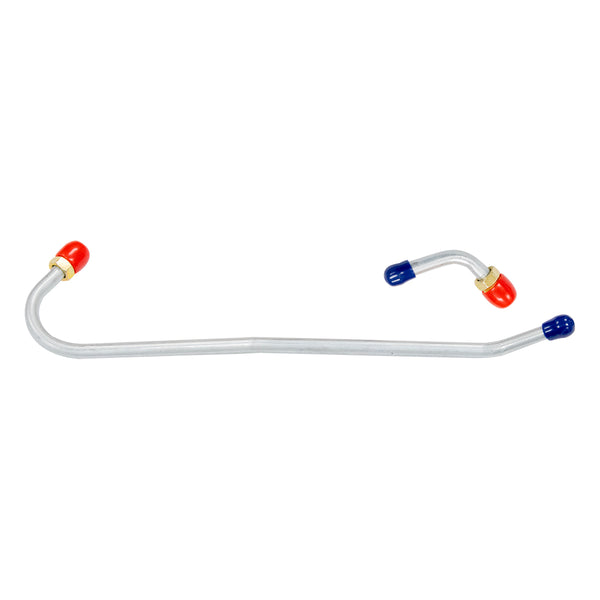 1969-71 Dodge Challenger 340CID 3-2bbl "Six-Pack" Lower 5/16" Pump to Carb Lines 2pc (Brass Tees not Included), OE Steel