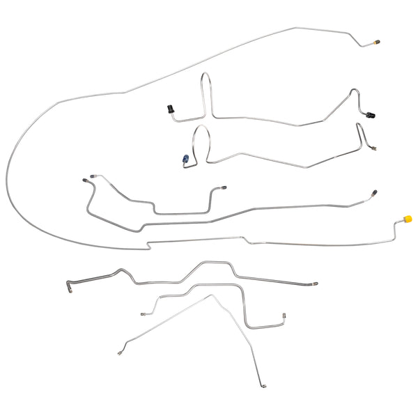 1973-77 Dodge Truck 4WD 1/2-Ton Std. Cab Shortbed Power Disc Brake Line Kit 8pc, OE Steel