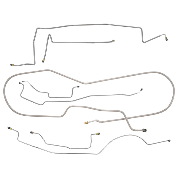 1980-89 Dodge Ram Charger 2wd Complete Power Disc Brake Line Kit 8pc, OE Steel