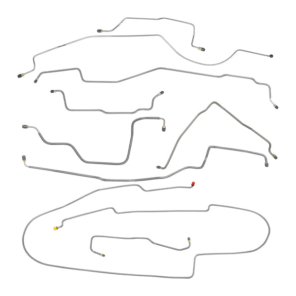 1990-93 Dodge Truck 4WD 3/4-Ton W250 4WD Std. Cab Longbed Valve on Frame Power Disc Brake Line Kit 9pc, OE Steel