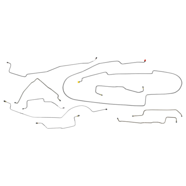 1990-93 Dodge Truck 4WD 1/2-Ton Std. Cab Longbed Power Disc Brake Line Kit 9pc, OE Steel