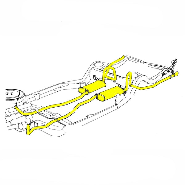1970-72 Chevelle 2-1/4" Tail Pipes - Oversized, Turn Down at Rear Valance.