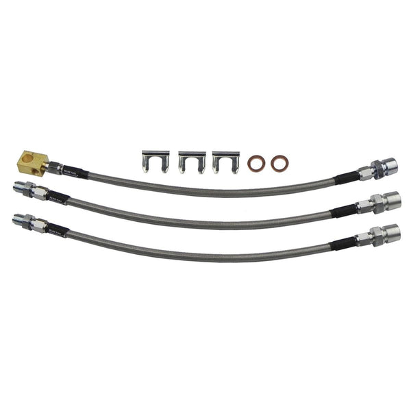1967-68 Pontiac Firebird Front Drum Stainless Braided Brake Hose Kit 3pc