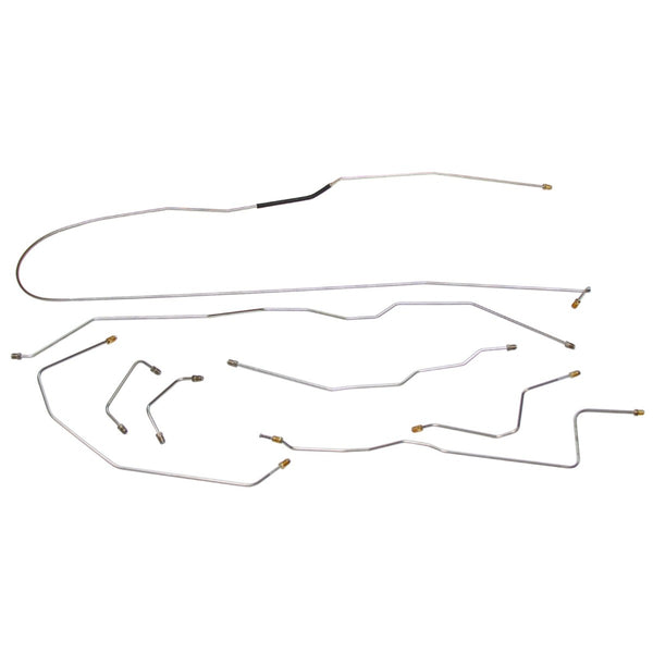 1966-67 Ford Bronco 4WD Dana 30 Front Axle Manual Drum Brake Line Kit 8pc, OE Steel