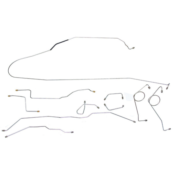 1968-71 1/2 Ford Bronco 4WD Dana 30 Front Axle Manual Drum Complete Brake Line Kit 10pc, OE Steel