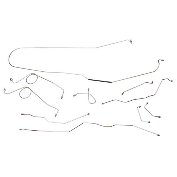 1971 1/2-75 Ford Bronco 4WD Dana 44 Front Axle Manual Drum Complete Brake Line Kit 10pc, OE Steel