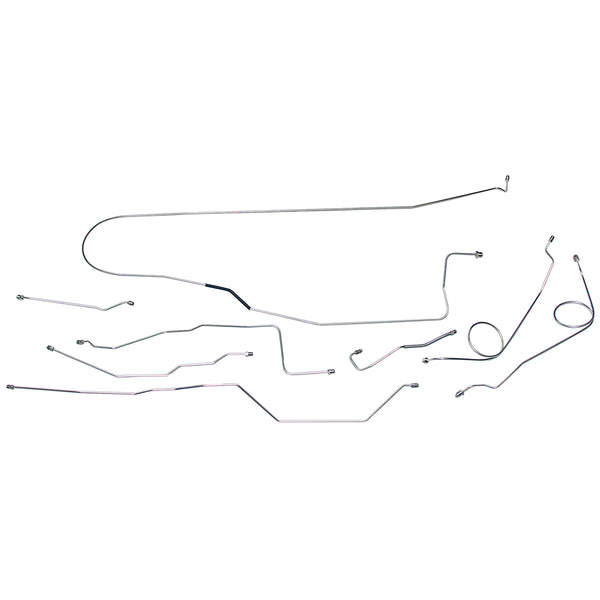 1976-77 Ford Bronco 4WD Power Disc Dana 44 Front Axle Complete Brake Line Kit 8pc, OE Steel