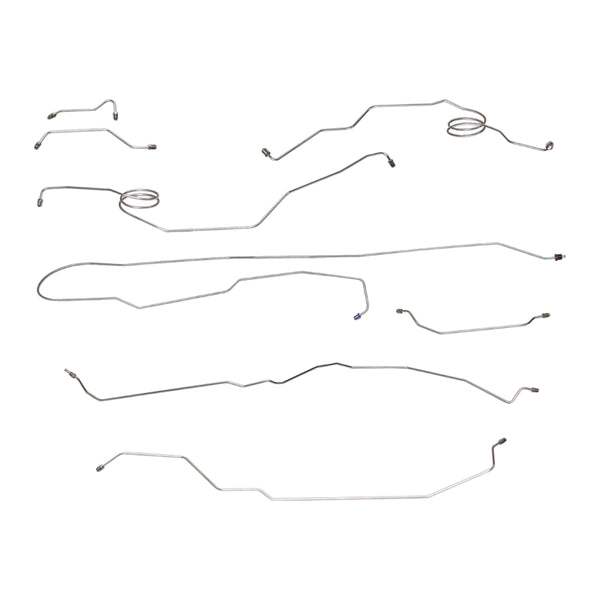 1978-79 Ford Bronco 4WD Power Disc Complete Brake Line Kit 8pc, OE Steel