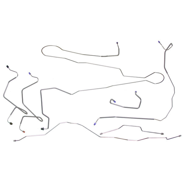 1980-86 Ford Bronco Full Size 4wd Power Disc Brake Line Kit 7pc, OE Steel