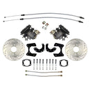 Ford New Torino Style Rear Disc Conversion Kit w/Cross-Drilled and Slotted Rotors w/E-Brake Cable Brackets