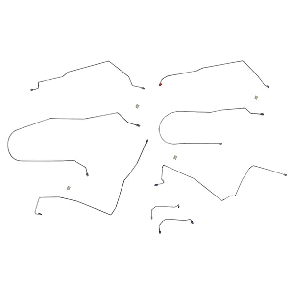 2000-07 Ford Focus Four-Wheel Disc w/ABS w/TC Mid Chassis Brake Lines 8pc, OE Steel