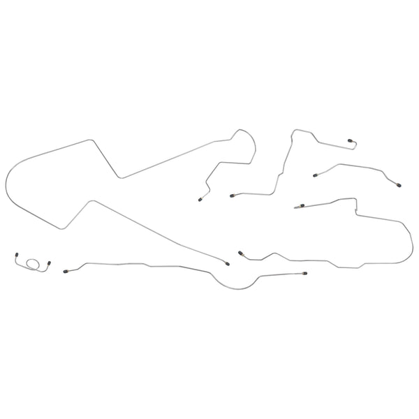 1962-65 Ford Fairlane Manual Drum Complete Brake Line Kit 6pc, OE Steel