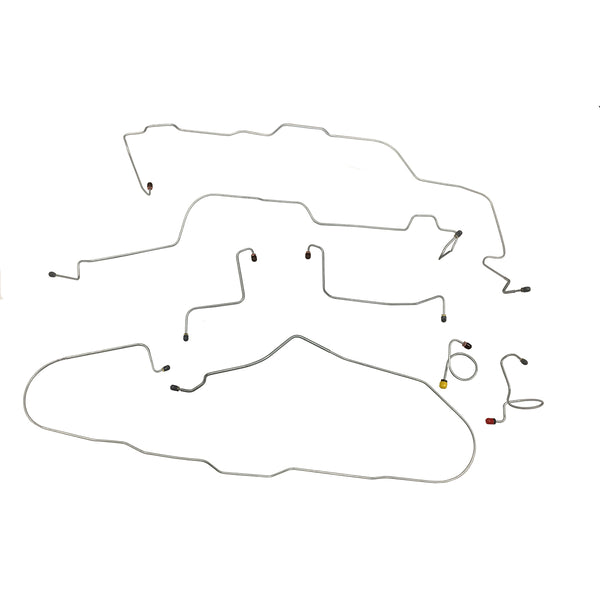 1967 Ford Fairlane Manual Drum Brake Line Kit 9pc, OE Steel