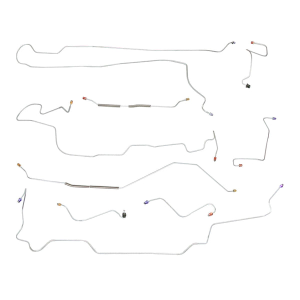 1968-69 Ford Torino/Fairlane Power Drum Brake Line Kit 9pc, OE Steel