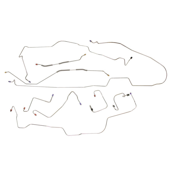 1970-71 Ford Torino Fairlane Manual Drum Brake Line Kit 9pc, OE Steel