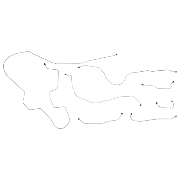 1963-64 Ford Galaxie Manual Drum Complete Brake Line Kit 6pc, OE Steel