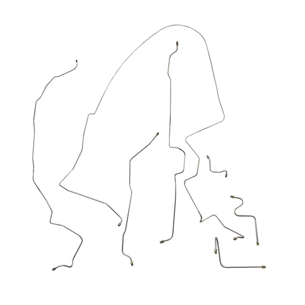 1966 Ford Galaxie Manual Drum Brake Line Kit 7pc, OE Steel