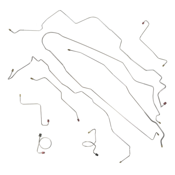 1967-69 Ford Falcon Manual Drum Brake Line Kit 9pc, OE Steel