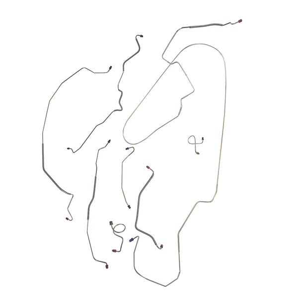 1971-74 Ford LTD Two-Door Power Disc Brake Line Kit 8pc, OE Steel