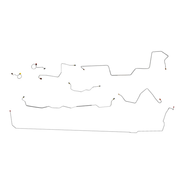 1968-69 Ford Mustang 6CYL or 8" Axle Manual Drum Brake Line Kit 8pc, OE Steel
