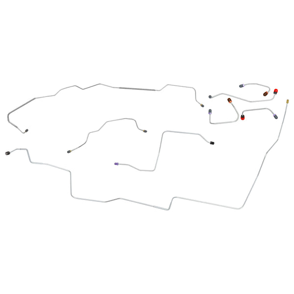 1968-69 Ford Mustang 6CYL or 8" Axle Power Disc Brake Line Kit 8pc, OE Steel