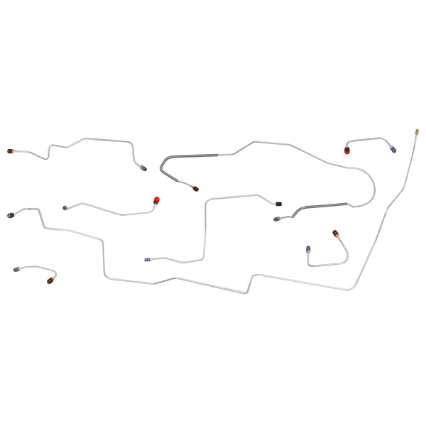 1968-69 Ford Mustang 28-Spline 9" Axle Power Disc Brake Lines 9pc, OE Steel