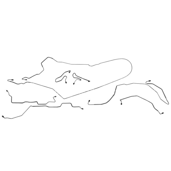 1970 Ford Mustang w/8" Rear Axle Manual Drum Brake Line Kit 7pc, OE Steel