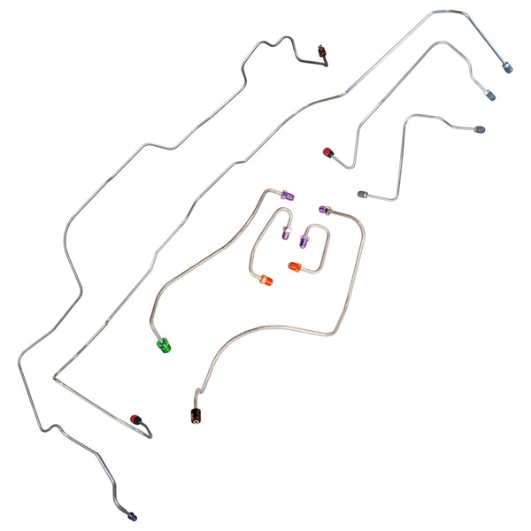 1968-69 Ford Ranchero Power Disc Front Brake Line Kit 6pc, OE Steel
