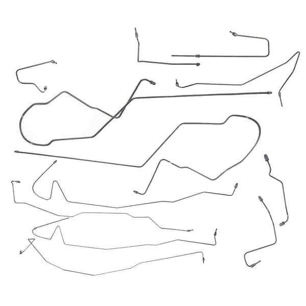 1995 (Late)-02 Ford/Mercury Taurus/Sable Four-Wheel Disc w/o ABS w/Load Valve Complete Brake Line Kit 9pc, OE Steel