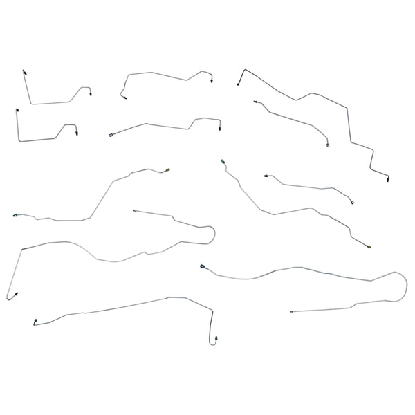 1998-02 Ford Crown Victoria Lincoln Town Car Mercury Grand Marquis Four-Wheel Disc w/ABS Complete Brake Line Kit 12pc, OE Steel