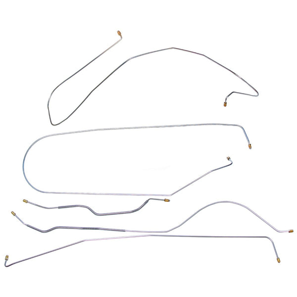 1953-56 Ford F100 2WD Shortbed 3/16" Complete Drum Brake Line Kit 5pc, OE Steel