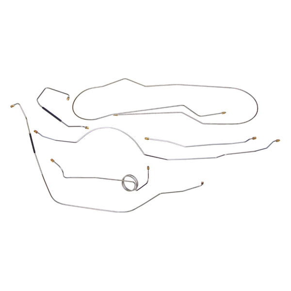 1965-66 Ford F100 F150 2WD Longbed Manual Drum Complete Brake Line Kit 6pc, OE Steel