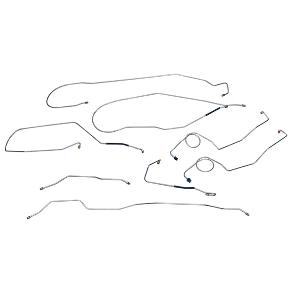 1967-70 Ford F100 F150 2WD Std. Cab Shortbed Manual Drum Brake Line Kit 8pc, OE Steel