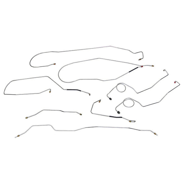 1967-70 Ford F-250 2wd Manual Drum Brake Line Kit Longbed, 8pc OE Steel