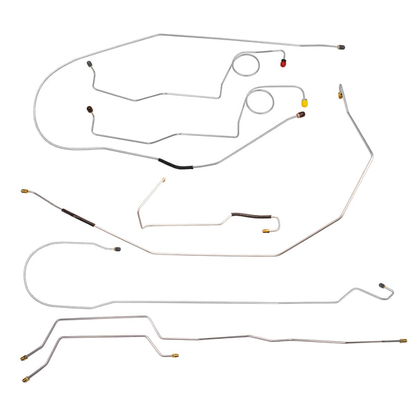 1971 F250 Complete Manual Drum Brake Line Kit Long Bed 2wd 8pc, OE Steel