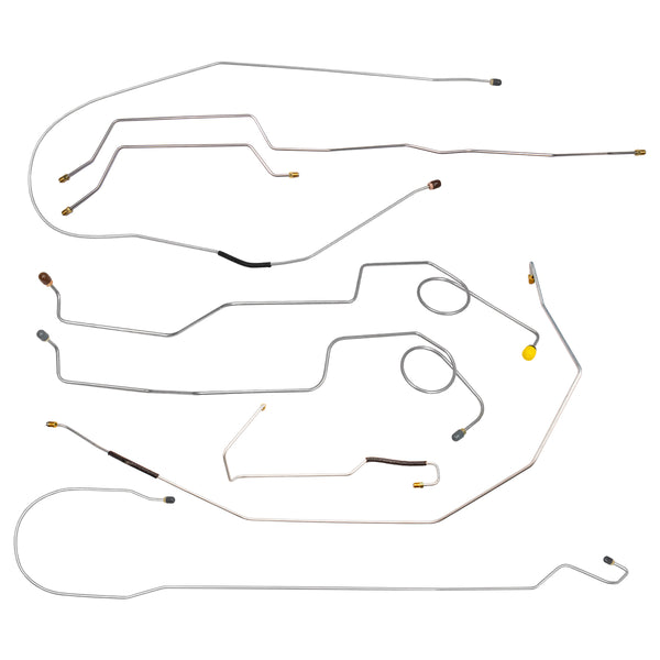 1971 Ford F-250 2wd Complete Power Disc Brake Line Kit 3/4 Ton, Longbed, 8pc, OE Steel