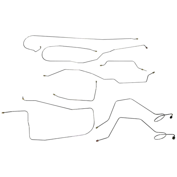 1971-73 Ford F250 4WD Longbed Manual Drum Complete Brake Line Kit 8pc, OE Steel